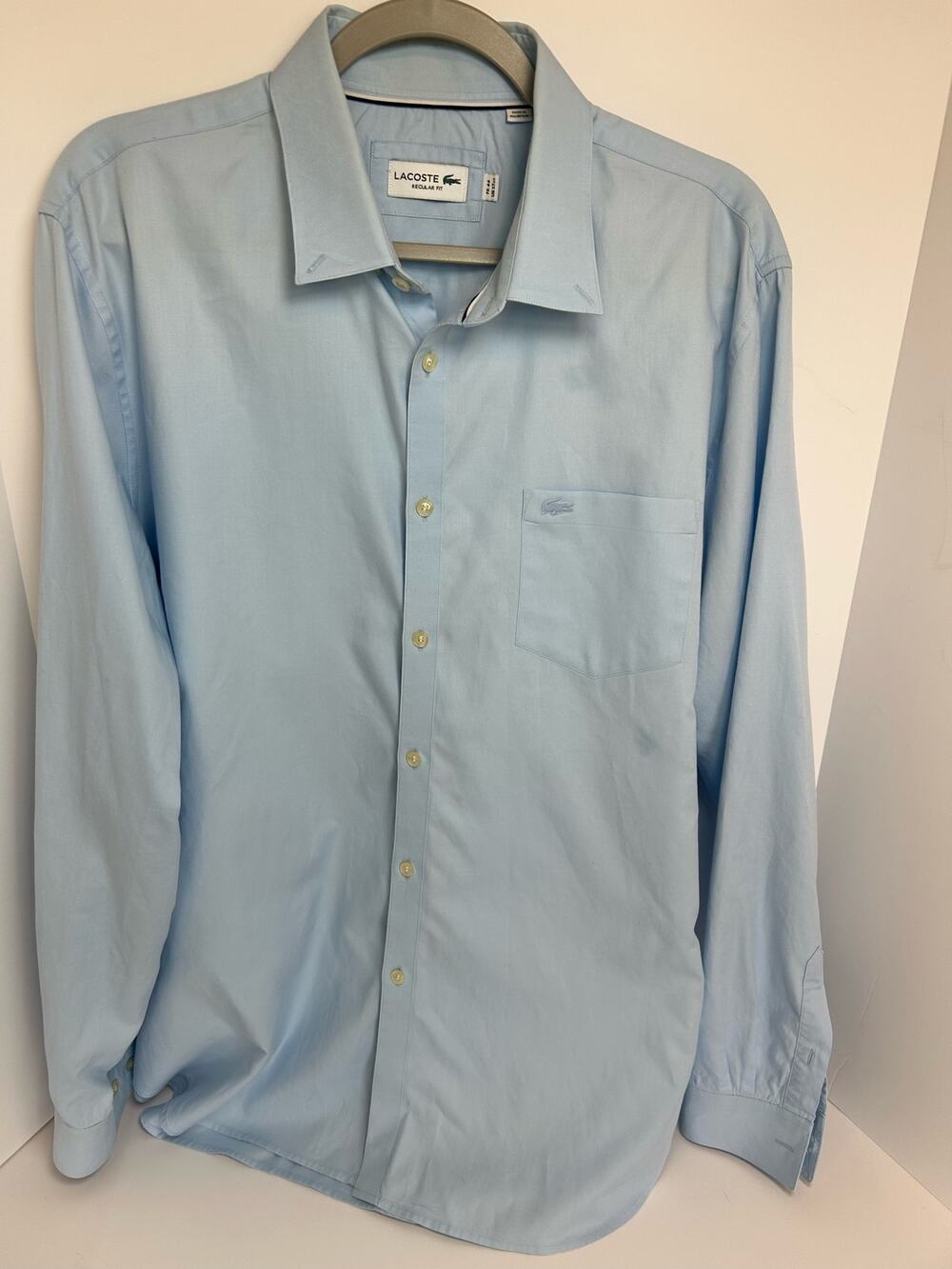 Lacoste Size 17.5 Button Down Regular Fit Casual Business